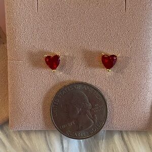 Ruby Red heart stud earrings 10k gold plated 1ct tw .5ct each